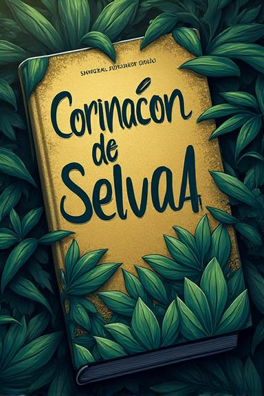 Portada del libro 'Corazón de Selva', con un diseño artístico mostrando hojas exuberantes de selva tropical y un jaguar oculto.